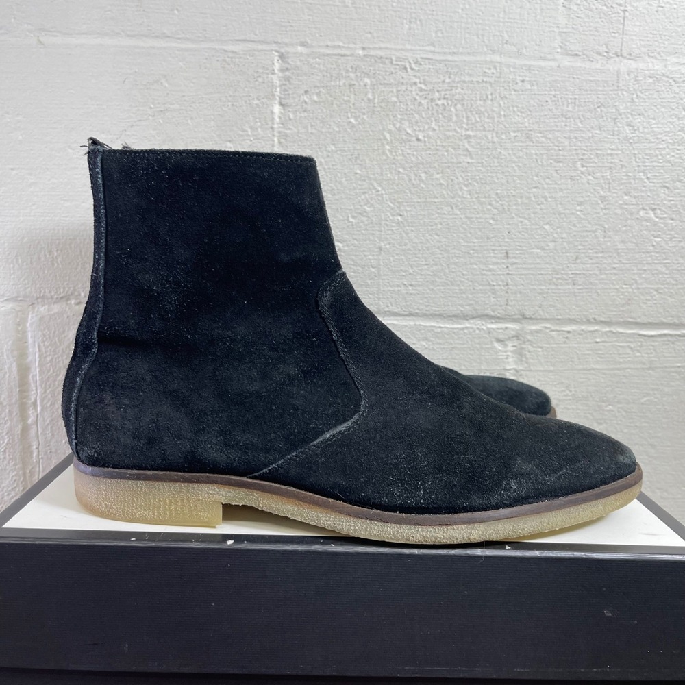 ASOS Black Suede Ankle Boots Back Zipper‎ Crepe Sole Men's Size 10 Made in India